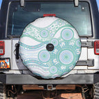 Australian Indigenous Aboriginal Art Spare Tire Cover Vivid Pastel Teal Green