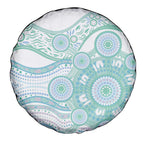 Australian Indigenous Aboriginal Art Spare Tire Cover Vivid Pastel Teal Green