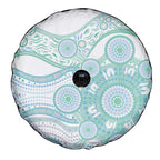 Australian Indigenous Aboriginal Art Spare Tire Cover Vivid Pastel Teal Green