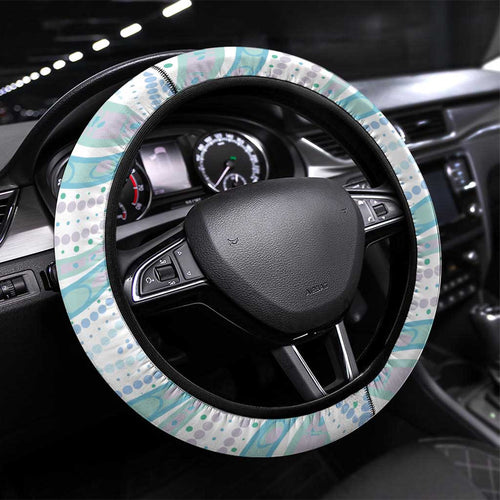 Australian Indigenous Aboriginal Art Steering Wheel Cover Vivid Pastel Teal Green
