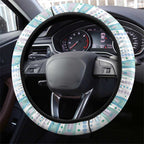 Australian Indigenous Aboriginal Art Steering Wheel Cover Vivid Pastel Teal Green