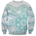 Australian Indigenous Aboriginal Art Sweatshirt Vivid Pastel Teal Green