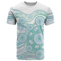 Australian Indigenous Aboriginal Art T Shirt Vivid Pastel Teal Green