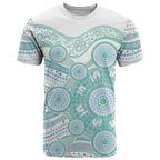 Australian Indigenous Aboriginal Art T Shirt Vivid Pastel Teal Green