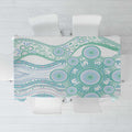Australian Indigenous Aboriginal Art Tablecloth Vivid Pastel Teal Green
