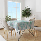 Australian Indigenous Aboriginal Art Tablecloth Vivid Pastel Teal Green