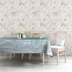 Australian Indigenous Aboriginal Art Tablecloth Vivid Pastel Teal Green