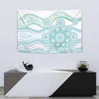Australian Indigenous Aboriginal Art Tapestry Vivid Pastel Teal Green