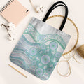 Australian Indigenous Aboriginal Art Tote Bag Vivid Pastel Teal Green