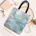 Australian Indigenous Aboriginal Art Tote Bag Vivid Pastel Teal Green