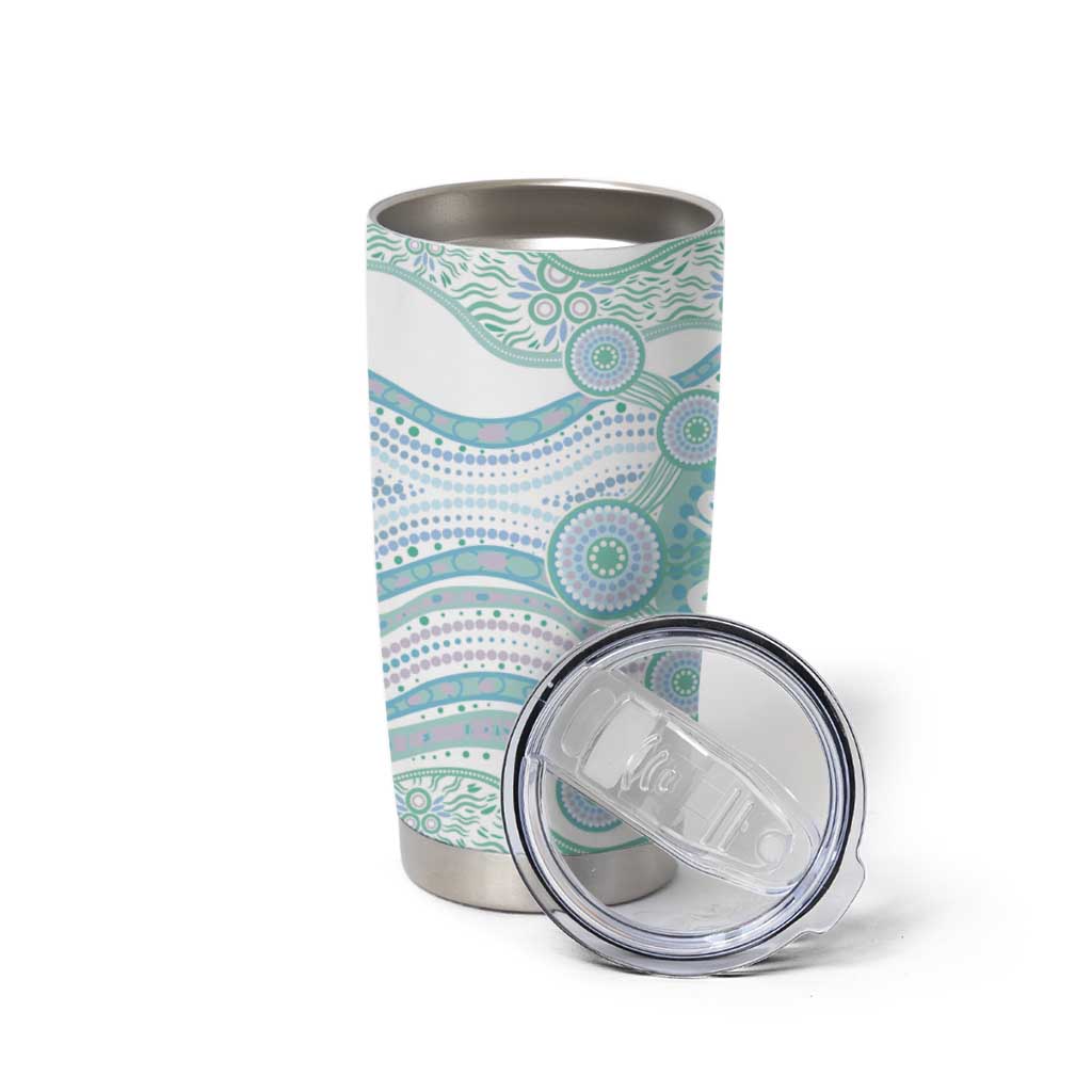 Australian Indigenous Aboriginal Art Tumbler Cup Vivid Pastel Teal Green