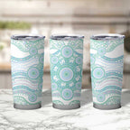 Australian Indigenous Aboriginal Art Tumbler Cup Vivid Pastel Teal Green