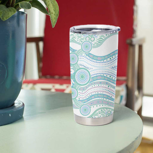 Australian Indigenous Aboriginal Art Tumbler Cup Vivid Pastel Teal Green