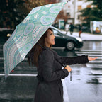 Australian Indigenous Aboriginal Art Umbrella Vivid Pastel Teal Green