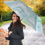 Australian Indigenous Aboriginal Art Umbrella Vivid Pastel Teal Green