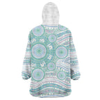 Australian Indigenous Aboriginal Art Wearable Blanket Hoodie Vivid Pastel Teal Green