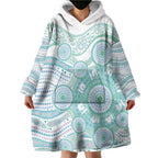 Australian Indigenous Aboriginal Art Wearable Blanket Hoodie Vivid Pastel Teal Green
