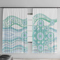 Australian Indigenous Aboriginal Art Window Curtain Vivid Pastel Teal Green