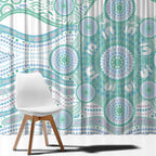 Australian Indigenous Aboriginal Art Window Curtain Vivid Pastel Teal Green