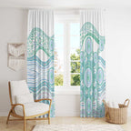 Australian Indigenous Aboriginal Art Window Curtain Vivid Pastel Teal Green