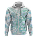 Australian Indigenous Aboriginal Art Zip Hoodie Vivid Pastel Teal Green