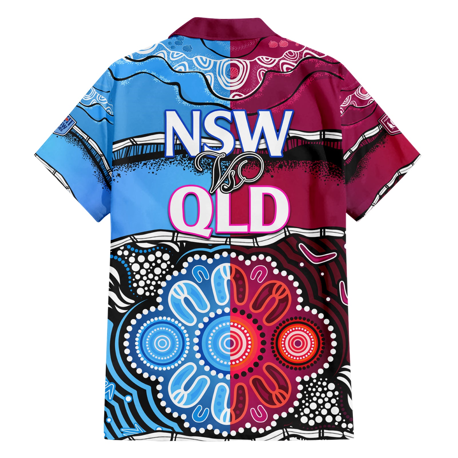 NSW Combine QLD State of Origin Hawaiian Shirt New South Wales and Queensland Aboriginal LT9