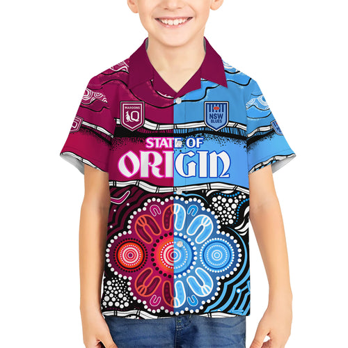 NSW Combine QLD State of Origin Hawaiian Shirt New South Wales and Queensland Aboriginal LT9