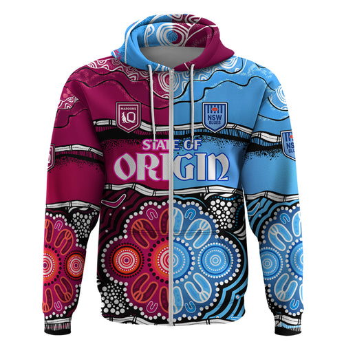 NSW Combine QLD State of Origin Hoodie New South Wales and Queensland Aboriginal LT9