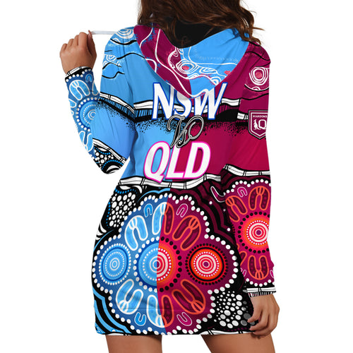NSW Combine QLD State of Origin Hoodie Dress New South Wales and Queensland Aboriginal LT9