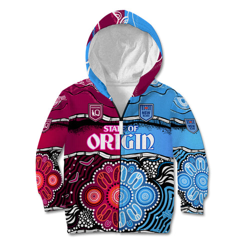 NSW Combine QLD State of Origin Kid Hoodie New South Wales and Queensland Aboriginal LT9