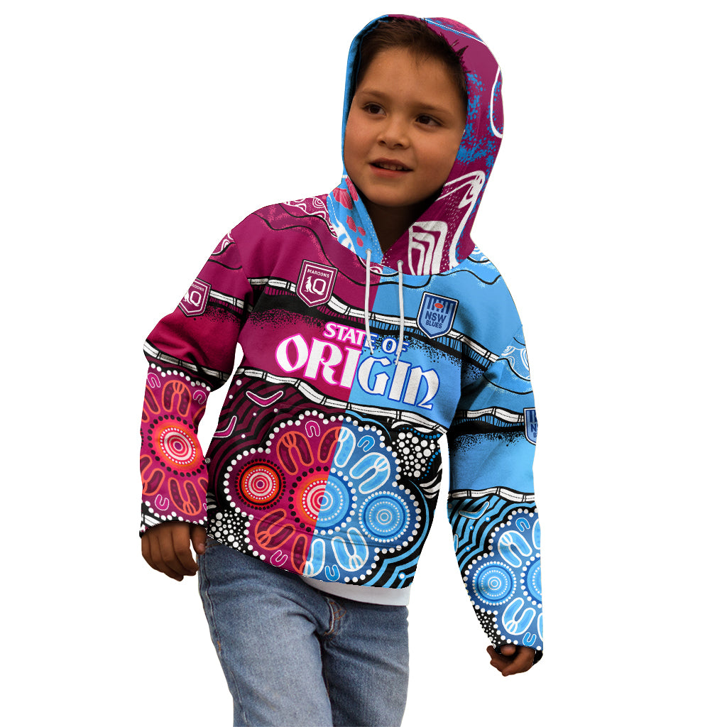NSW Combine QLD State of Origin Kid Hoodie New South Wales and Queensland Aboriginal LT9