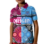 NSW Combine QLD State of Origin Kid Polo Shirt New South Wales and Queensland Aboriginal LT9