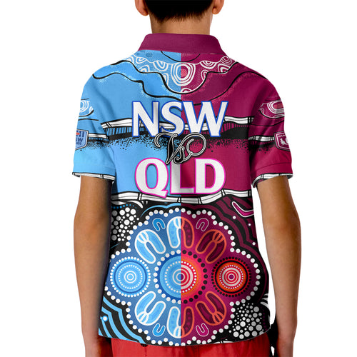 NSW Combine QLD State of Origin Kid Polo Shirt New South Wales and Queensland Aboriginal LT9