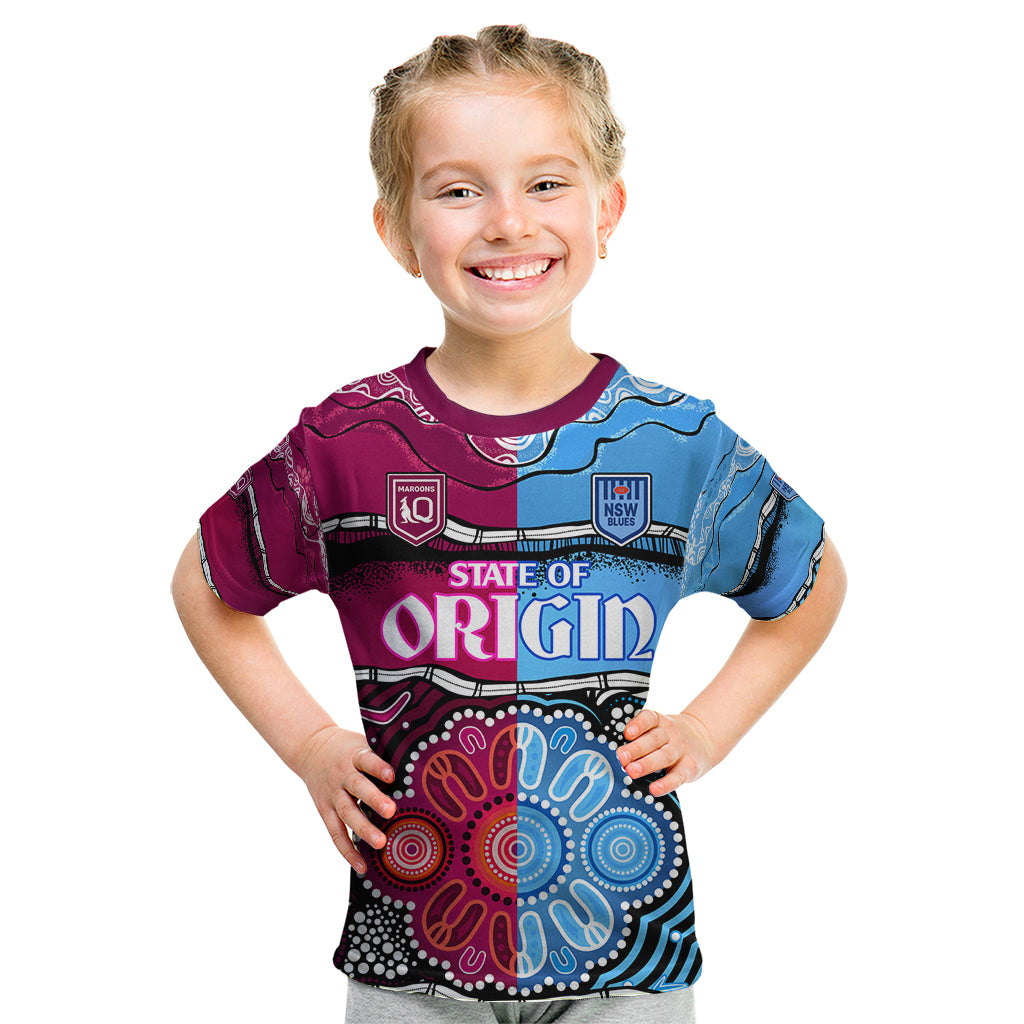 NSW Combine QLD State of Origin Kid T Shirt New South Wales and Queensland Aboriginal LT9