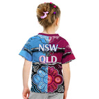 NSW Combine QLD State of Origin Kid T Shirt New South Wales and Queensland Aboriginal LT9