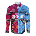 NSW Combine QLD State of Origin Long Sleeve Button Shirt New South Wales and Queensland Aboriginal LT9