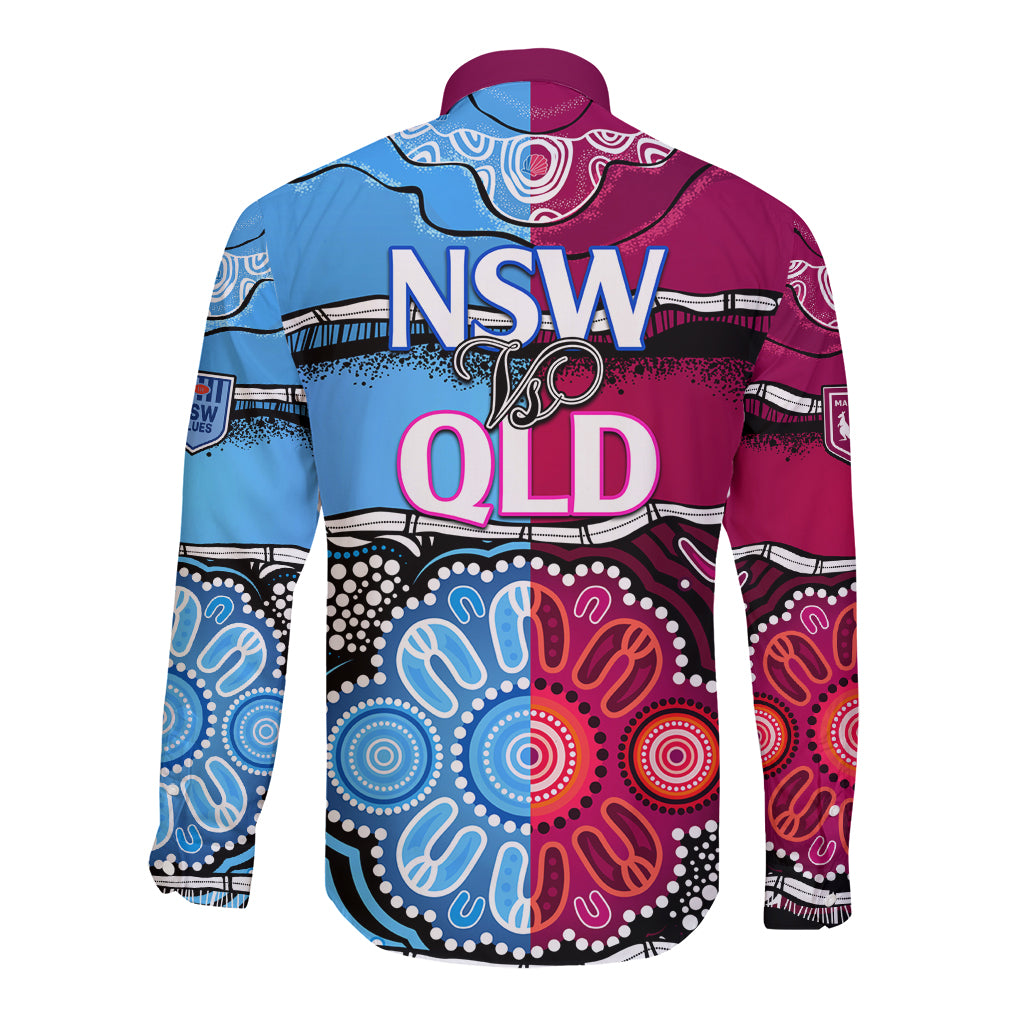 NSW Combine QLD State of Origin Long Sleeve Button Shirt New South Wales and Queensland Aboriginal LT9