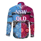 NSW Combine QLD State of Origin Long Sleeve Button Shirt New South Wales and Queensland Aboriginal LT9