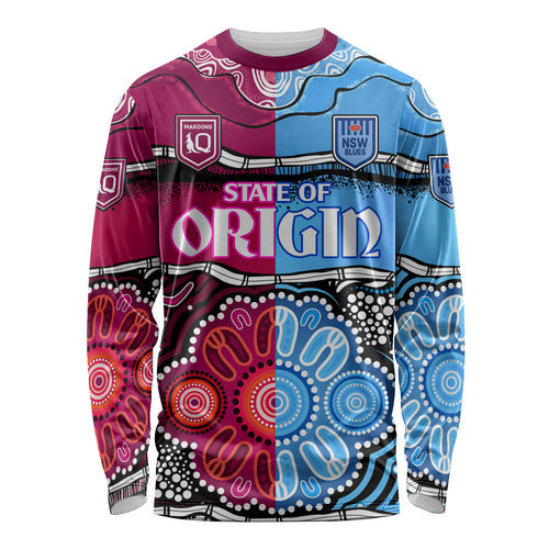NSW Combine QLD State of Origin Long Sleeve Shirt New South Wales and Queensland Aboriginal LT9