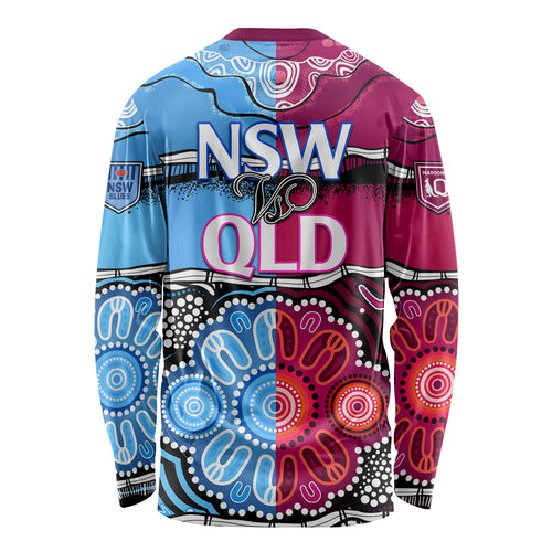 NSW Combine QLD State of Origin Long Sleeve Shirt New South Wales and Queensland Aboriginal LT9