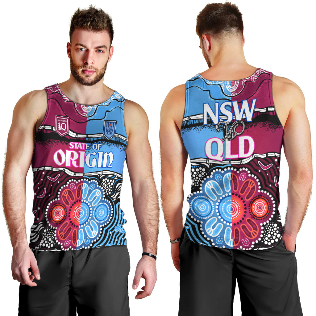 NSW Combine QLD State of Origin Men Tank Top New South Wales and Queensland Aboriginal LT9