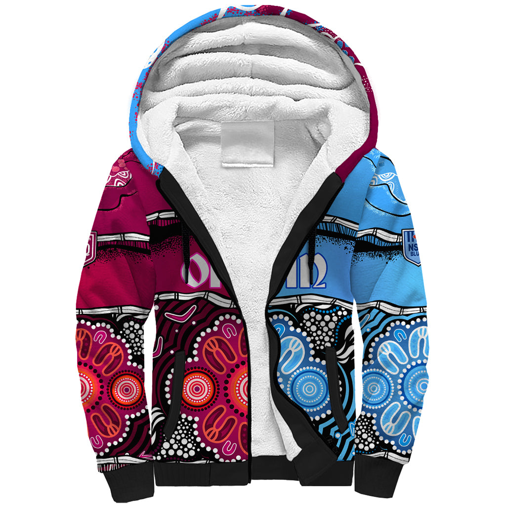 NSW Combine QLD State of Origin Sherpa Hoodie New South Wales and Queensland Aboriginal LT9