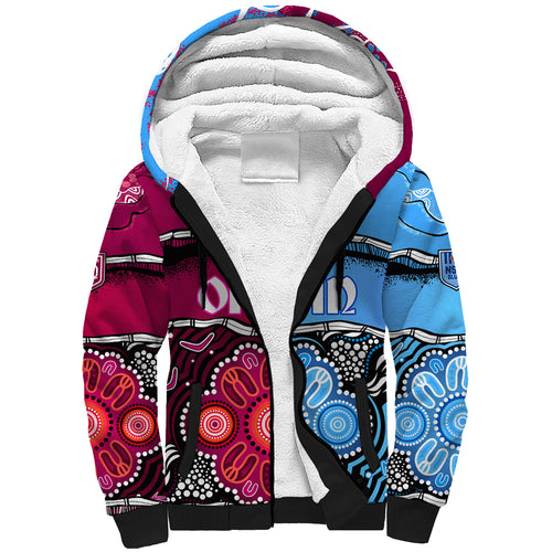 NSW Combine QLD State of Origin Sherpa Hoodie New South Wales and Queensland Aboriginal LT9