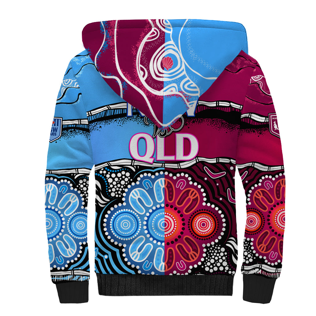 NSW Combine QLD State of Origin Sherpa Hoodie New South Wales and Queensland Aboriginal LT9