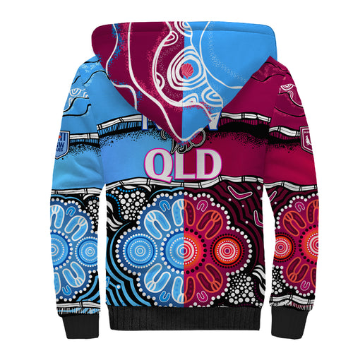 NSW Combine QLD State of Origin Sherpa Hoodie New South Wales and Queensland Aboriginal LT9