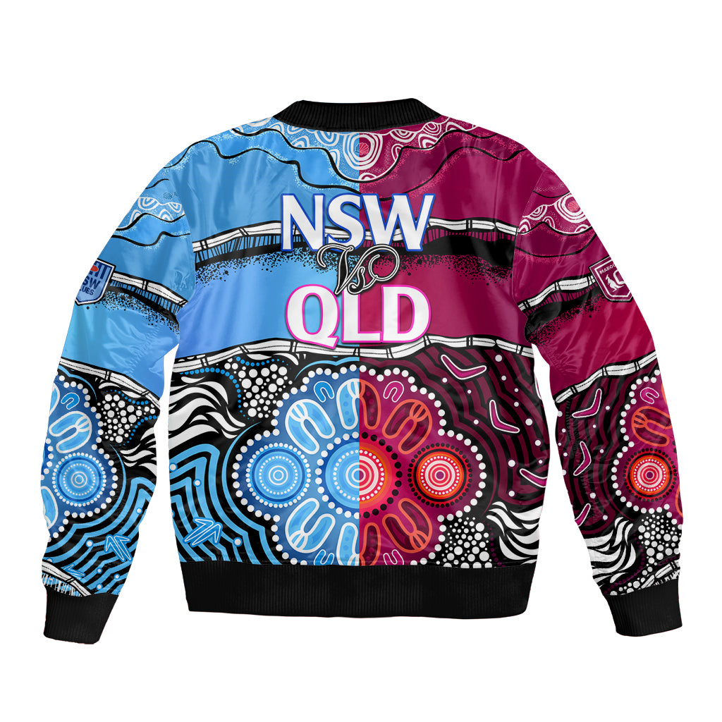 NSW Combine QLD State of Origin Sleeve Zip Bomber Jacket New South Wales and Queensland Aboriginal LT9
