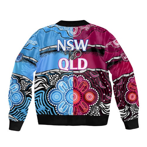 NSW Combine QLD State of Origin Sleeve Zip Bomber Jacket New South Wales and Queensland Aboriginal LT9