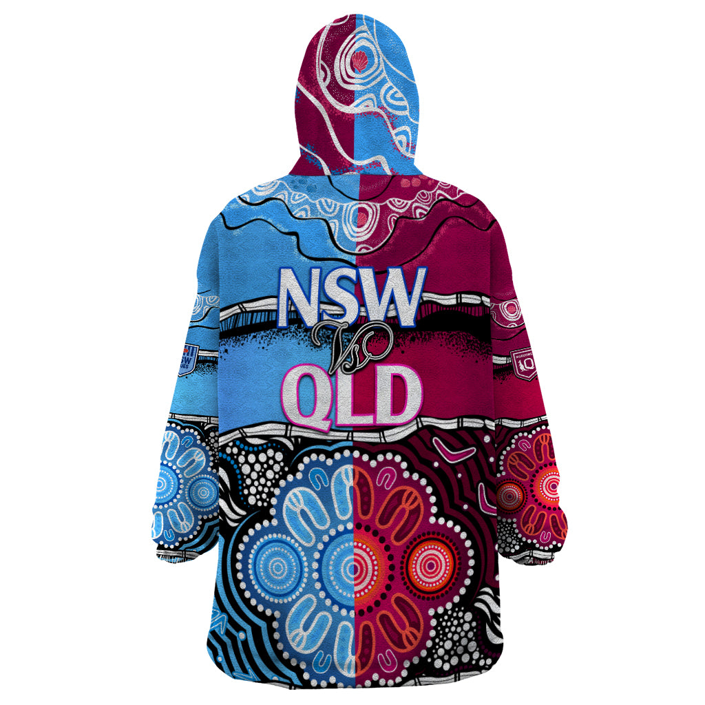 NSW Combine QLD State of Origin Wearable Blanket Hoodie New South Wales and Queensland Aboriginal LT9