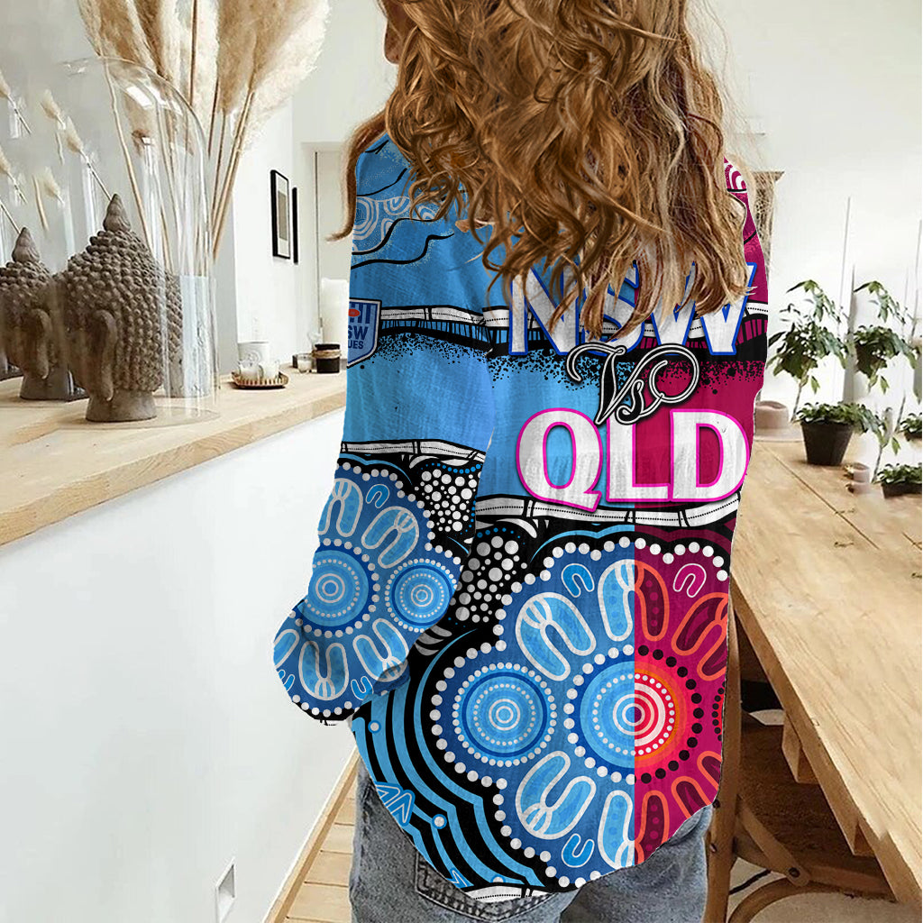 NSW Combine QLD State of Origin Women Casual Shirt New South Wales and Queensland Aboriginal LT9
