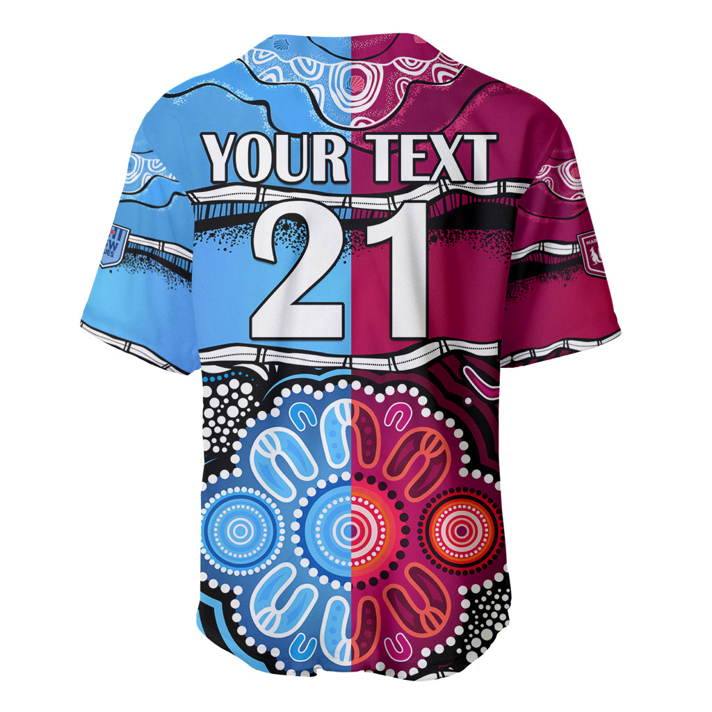 (Custom Text And Number) NSW Combine QLD State of Origin Baseball Jersey New South Wales and Queensland Aboriginal LT9